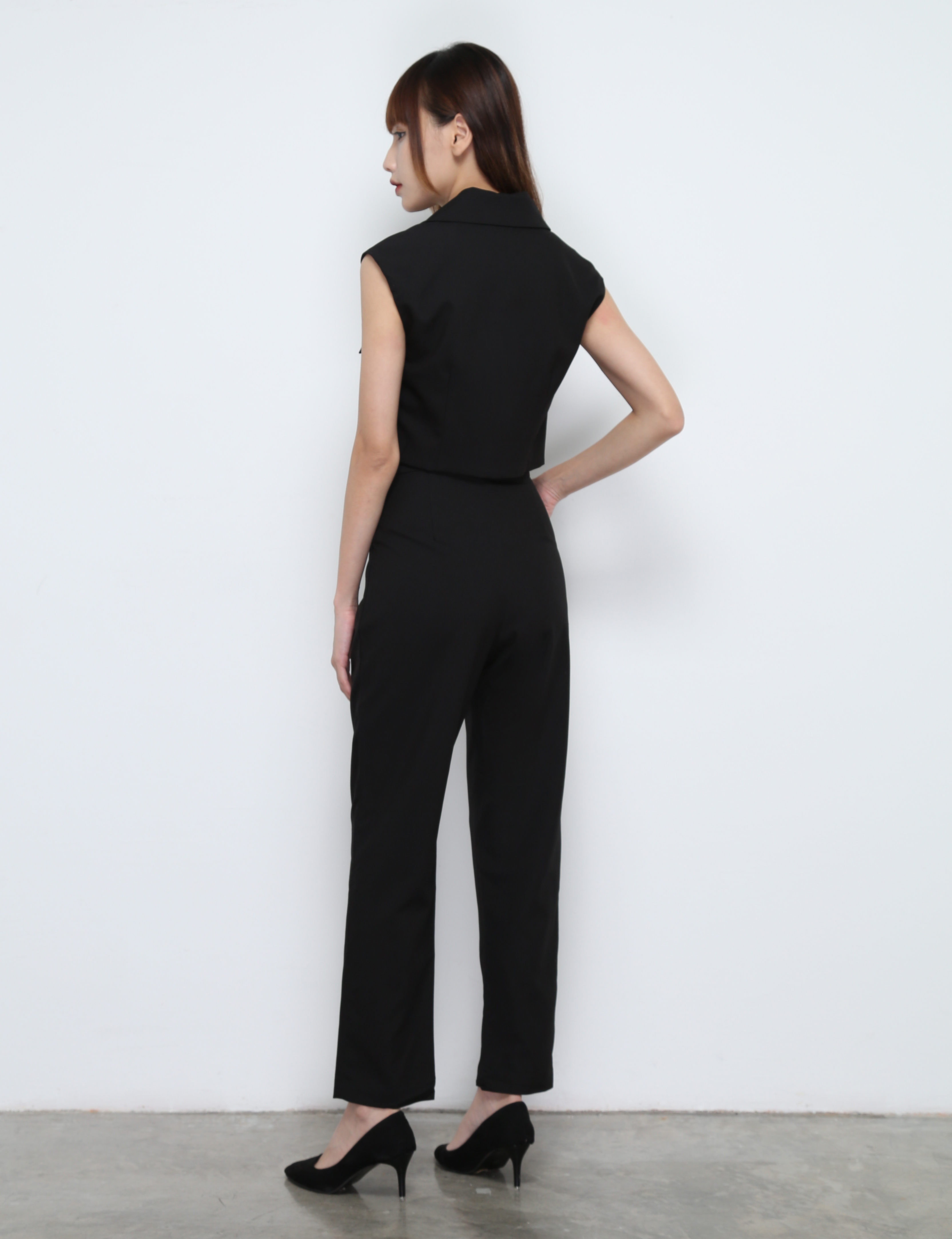 Sleeveless Front Button Top With long Pants Set 32252