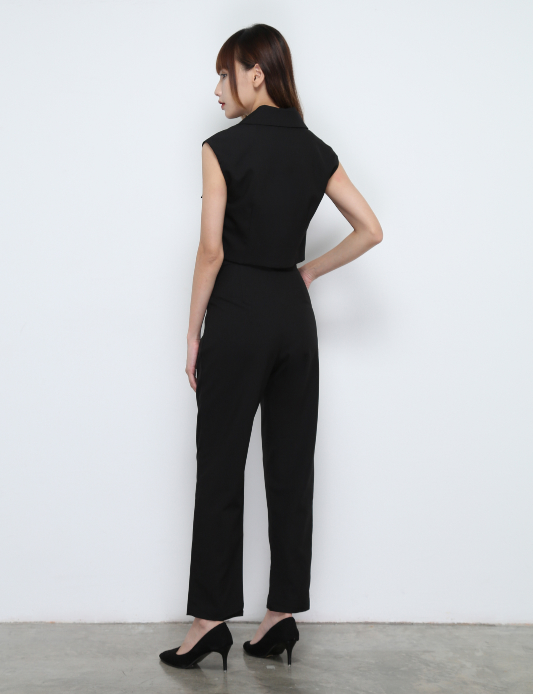 Sleeveless Front Button Top With long Pants Set 32252