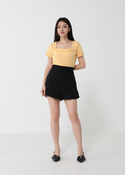 High Waist Side Pleated SHort Pants 32854