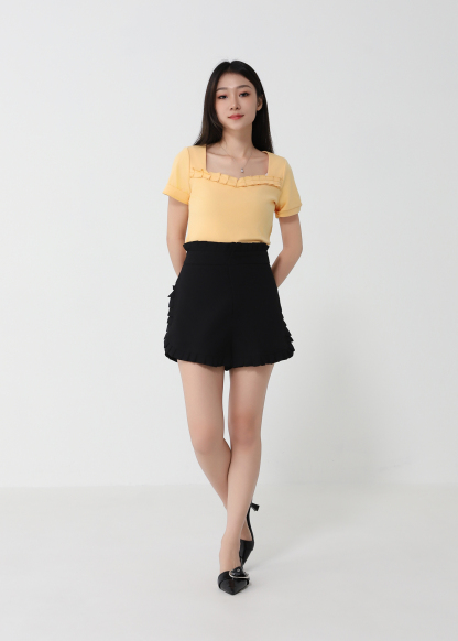 High Waist Side Pleated SHort Pants 32854
