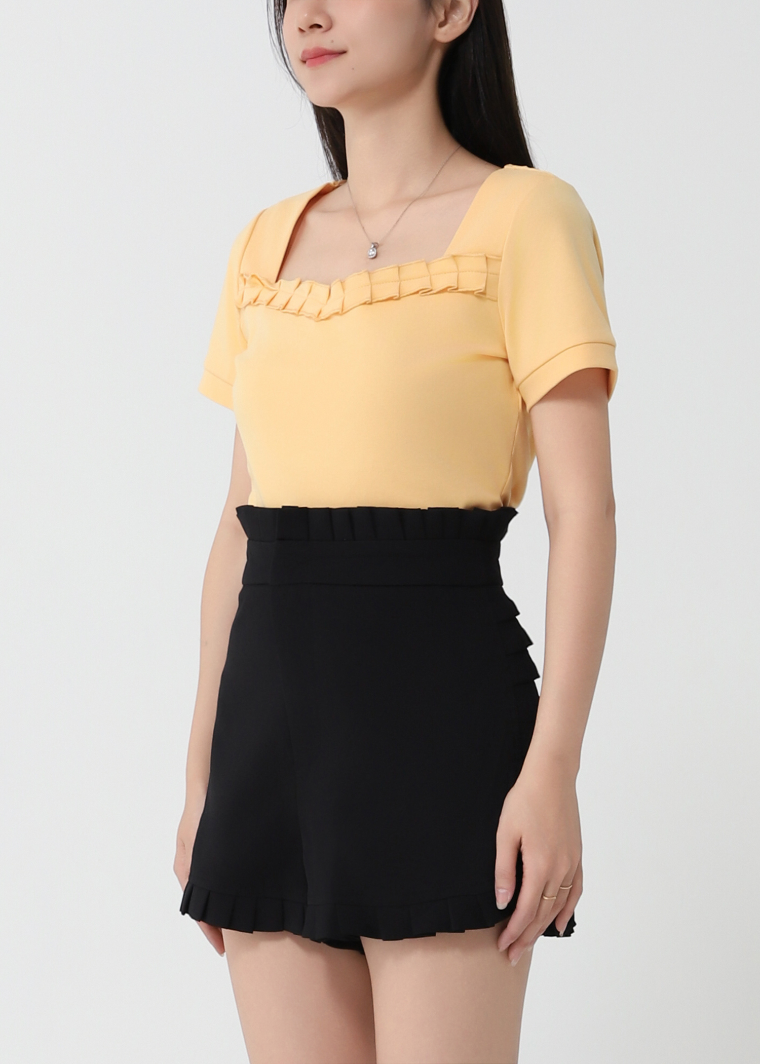 High Waist Side Pleated SHort Pants 32854