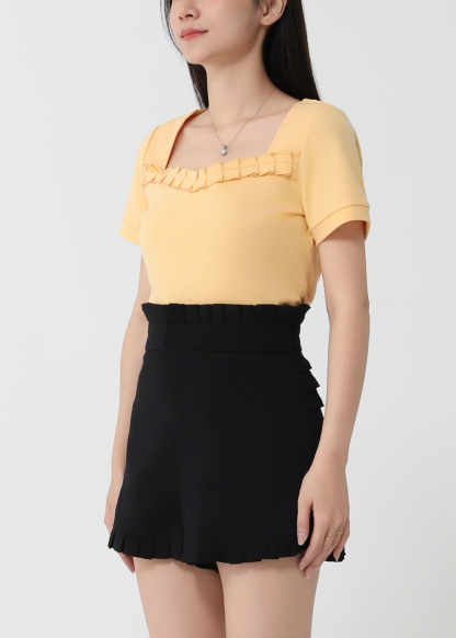 High Waist Side Pleated SHort Pants 32854