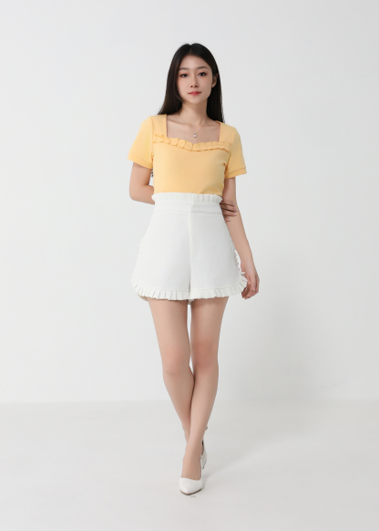 High Waist Side Pleated SHort Pants 32854