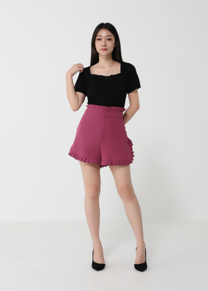 High Waist Side Pleated SHort Pants 32854