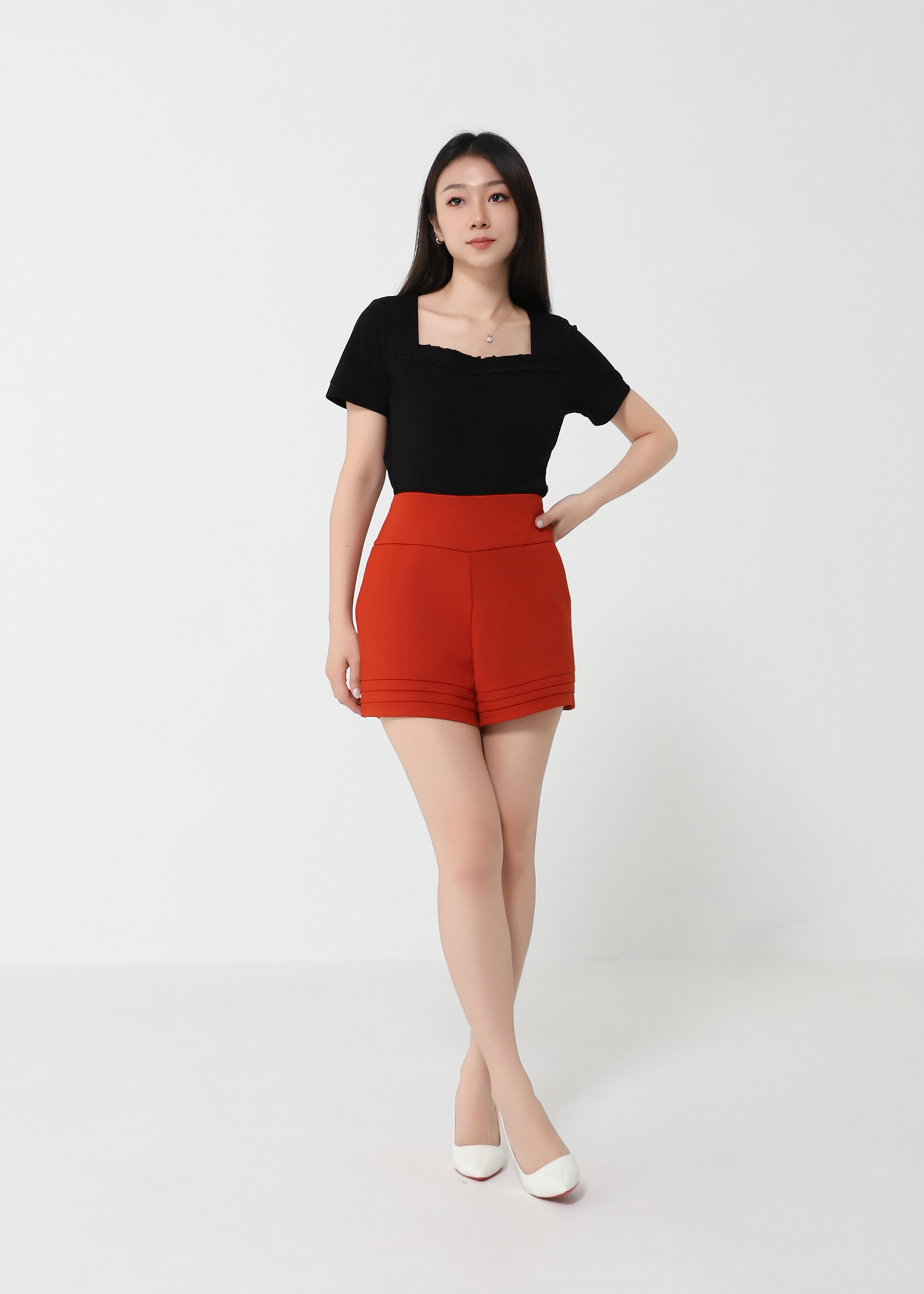 High Waist Pleate Short Pants 32346