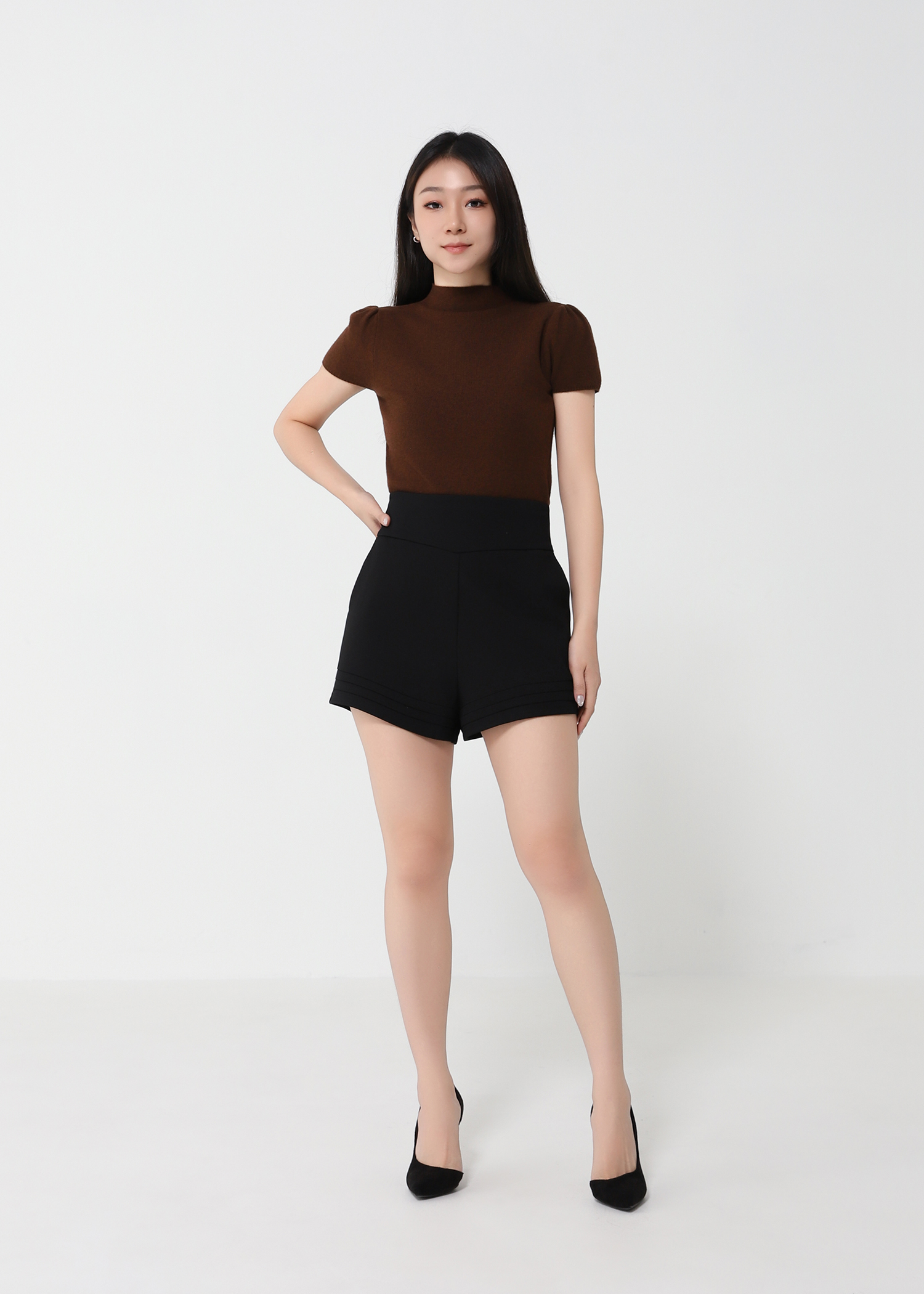 High Waist Pleate Short Pants 32346