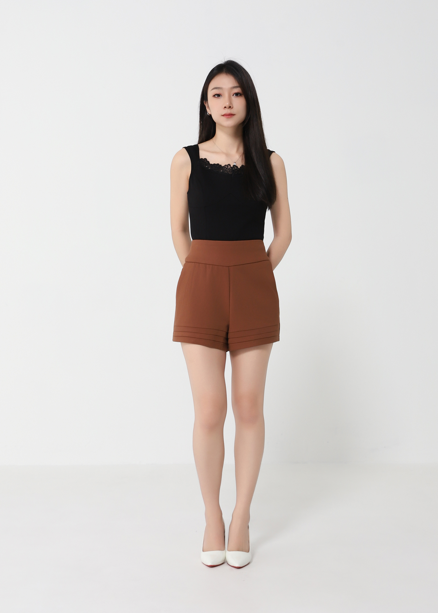 High Waist Pleate Short Pants 32346