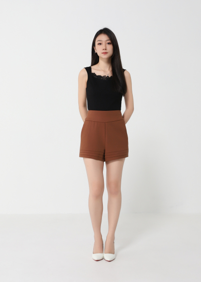 High Waist Pleate Short Pants 32346
