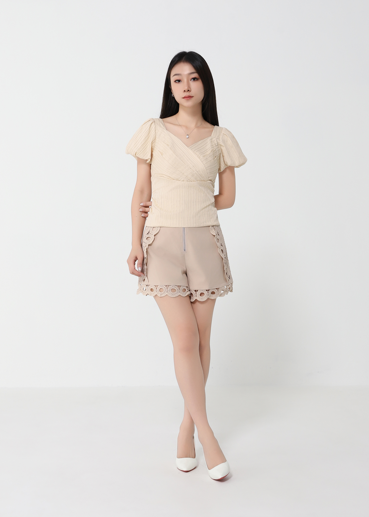 Puff Sleeve Wrap Top 32405