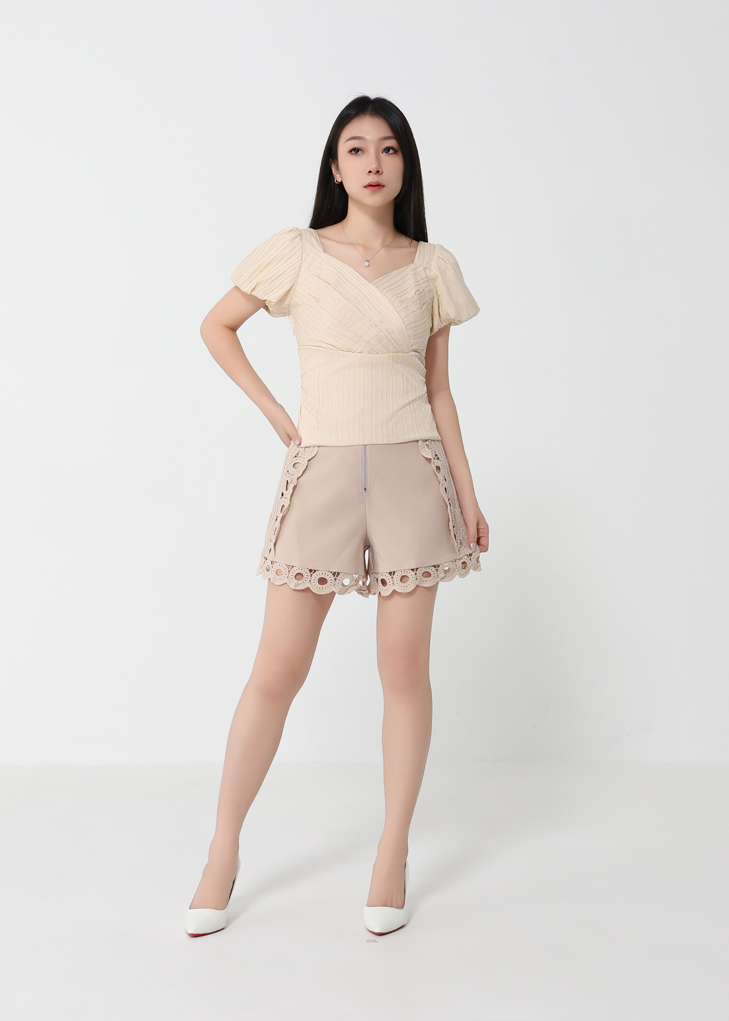 Puff Sleeve Wrap Top 32405
