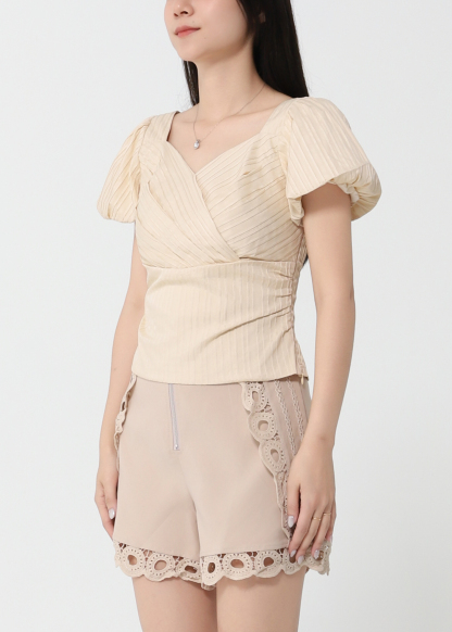 Puff Sleeve Wrap Top 32405