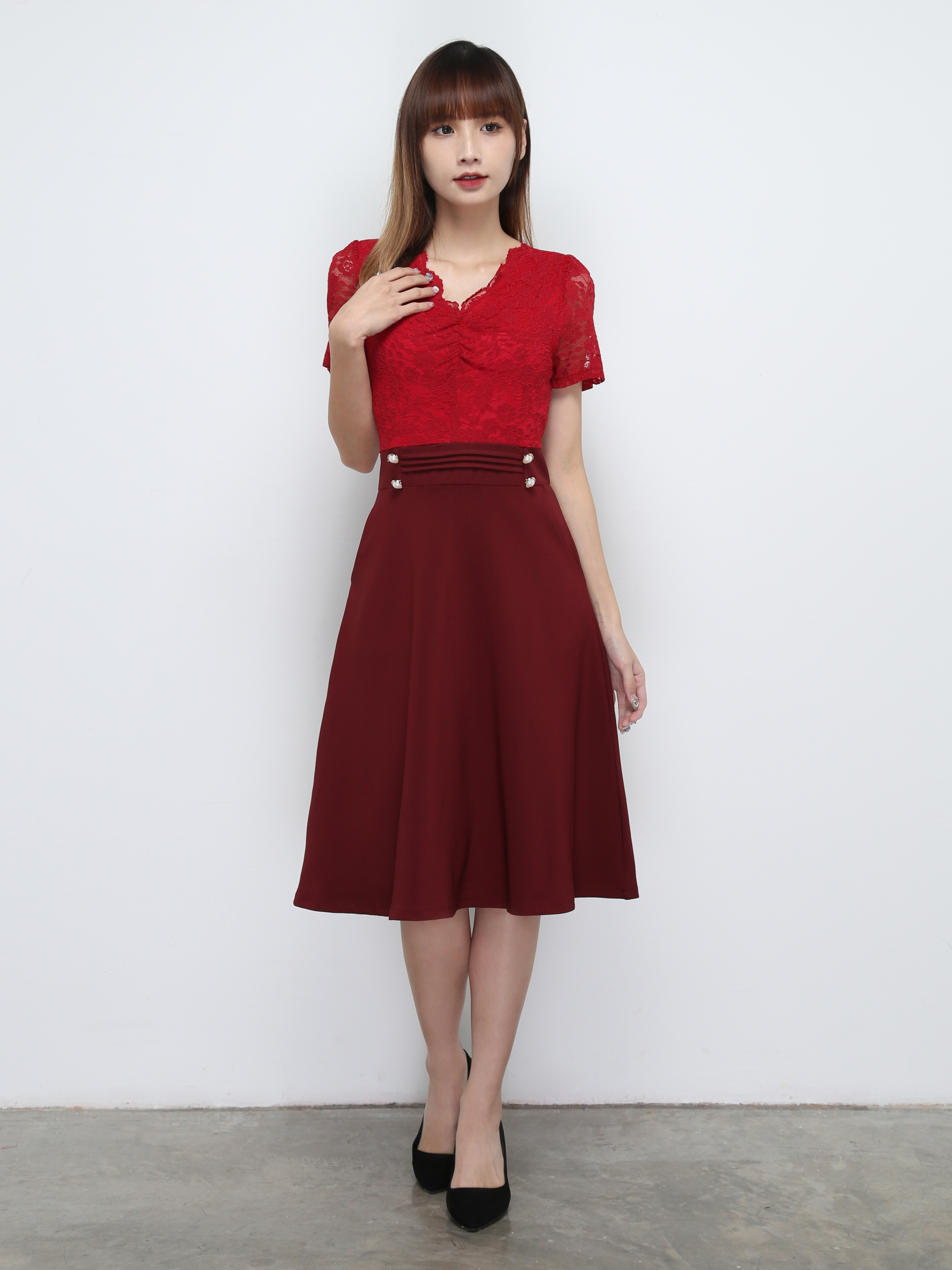 Lace With Side Pocket Dress 32434