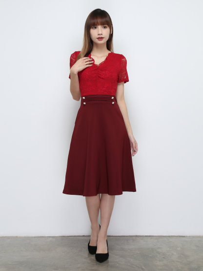 Lace With Side Pocket Dress 32434