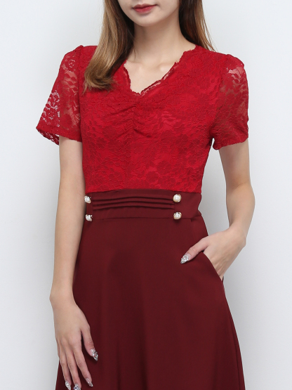 Lace With Side Pocket Dress 32434
