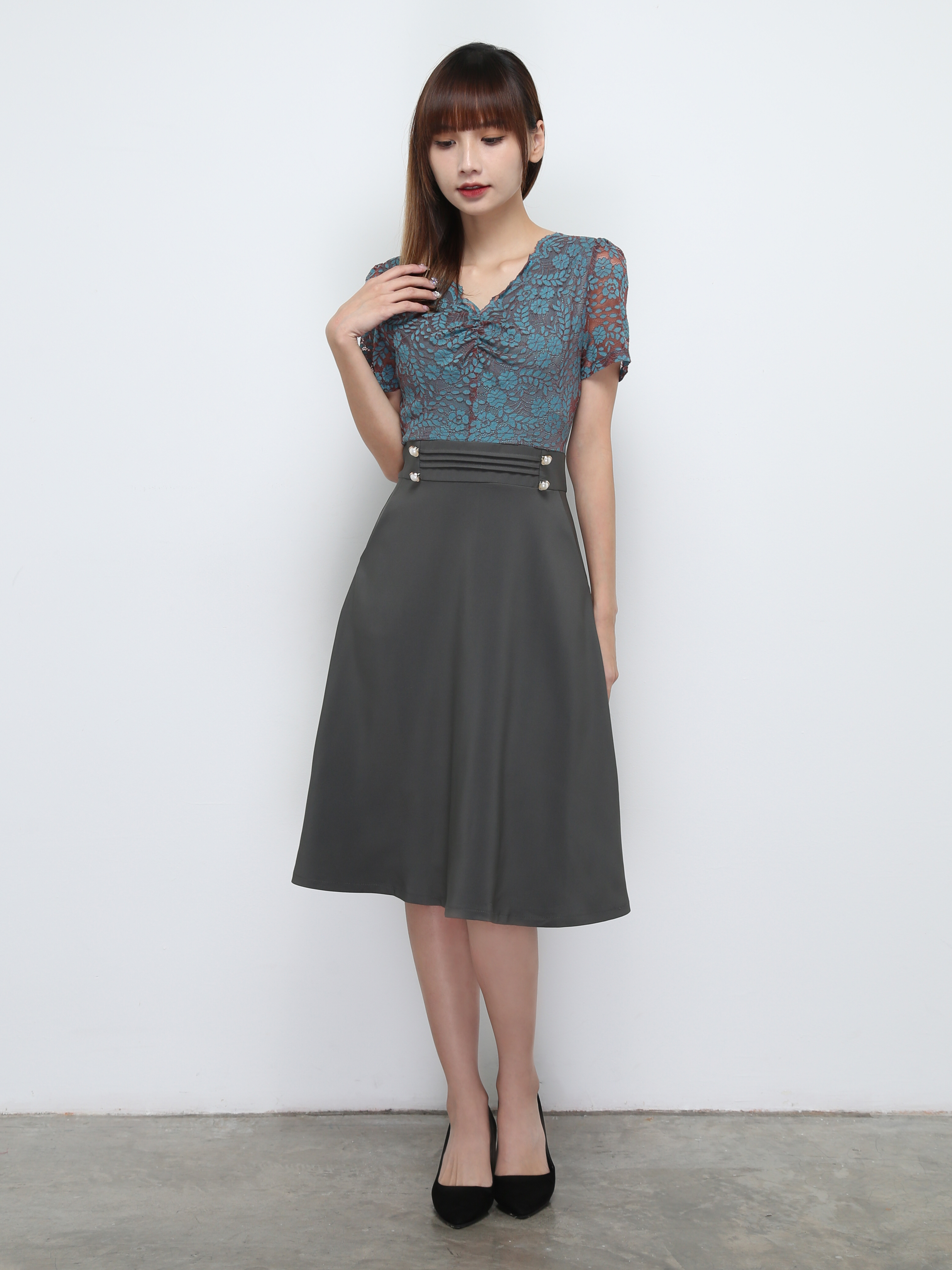 Lace With Side Pocket Dress 32434