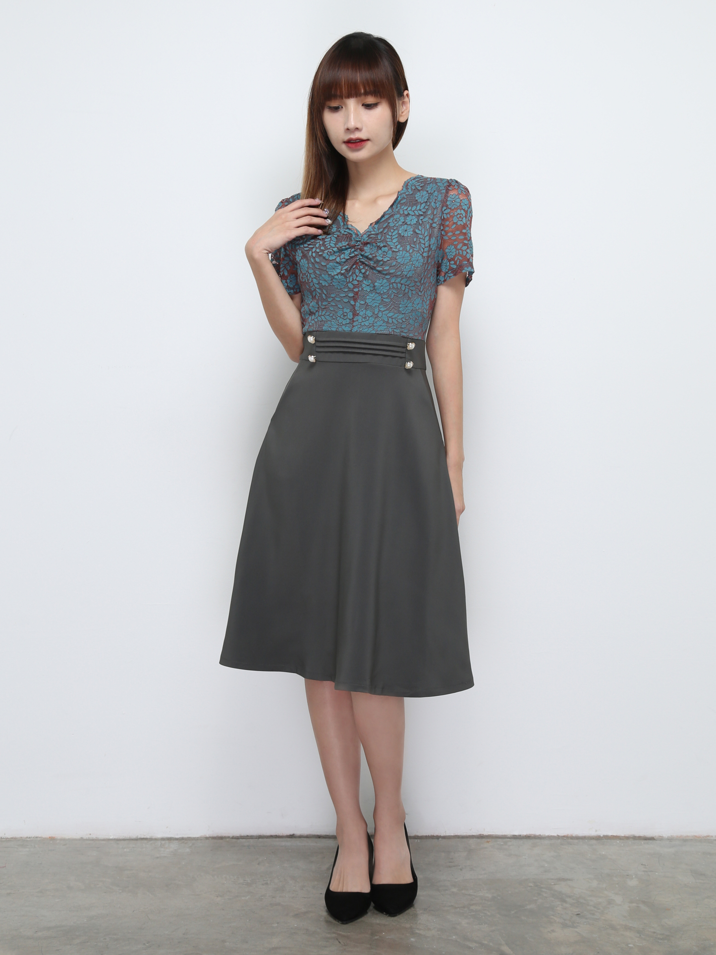 Lace With Side Pocket Dress 32434