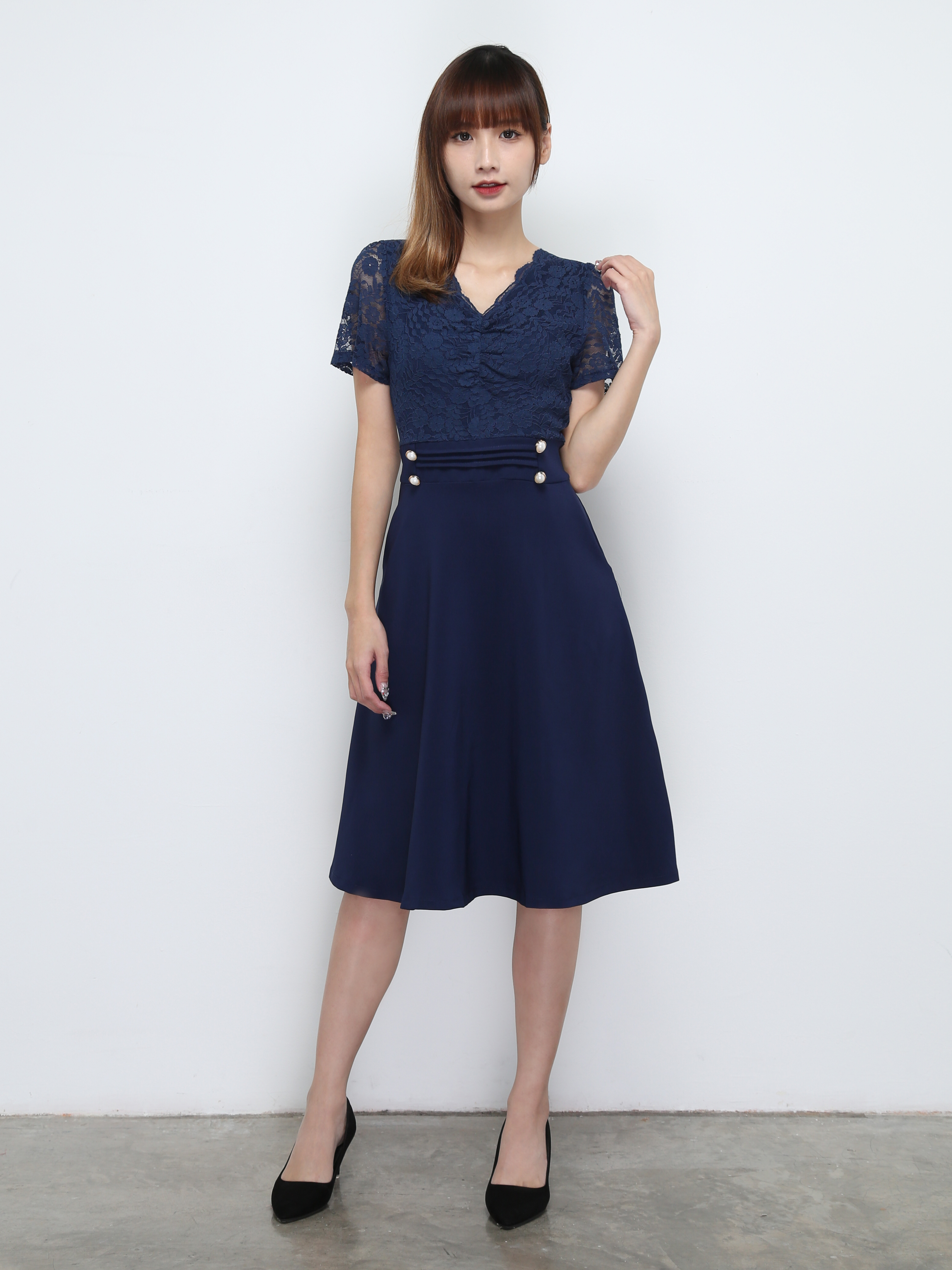 Lace With Side Pocket Dress 32434