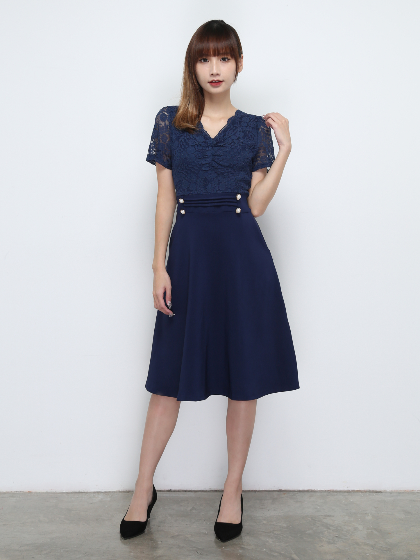 Lace With Side Pocket Dress 32434
