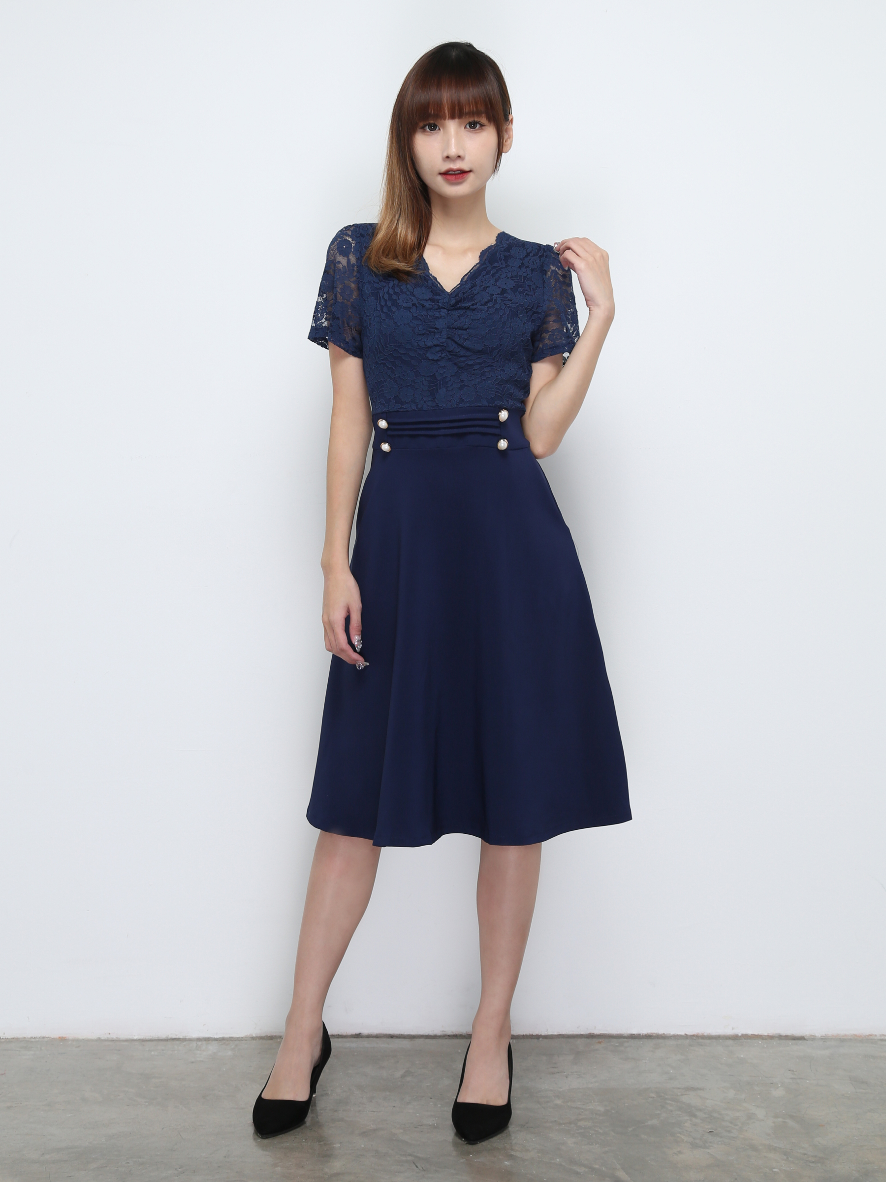 Lace With Side Pocket Dress 32434