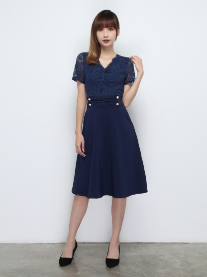 Lace With Side Pocket Dress 32434