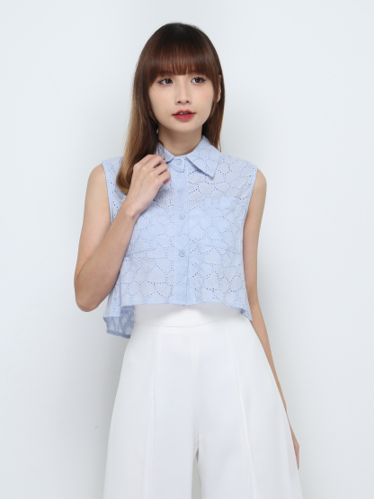 Sleeveless Eyelet Top 32541