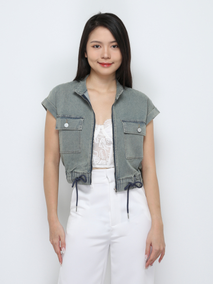 Front Zip With Waist Drawstreing Top 32552 (SPO)