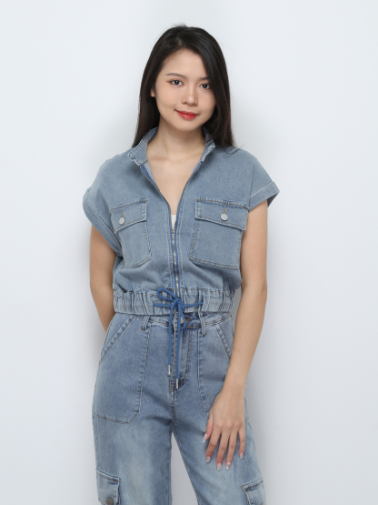 Front Zip With Waist Drawstreing Top 32552 (SPO)