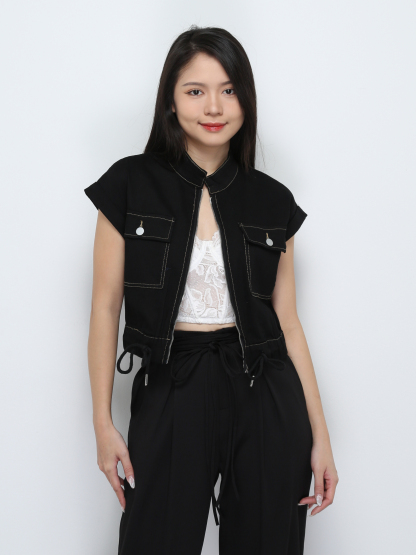 Front Zip With Waist Drawstreing Top 32552 (SPO)