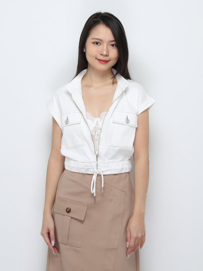 Front Zip With Waist Drawstreing Top 32552 (SPO)