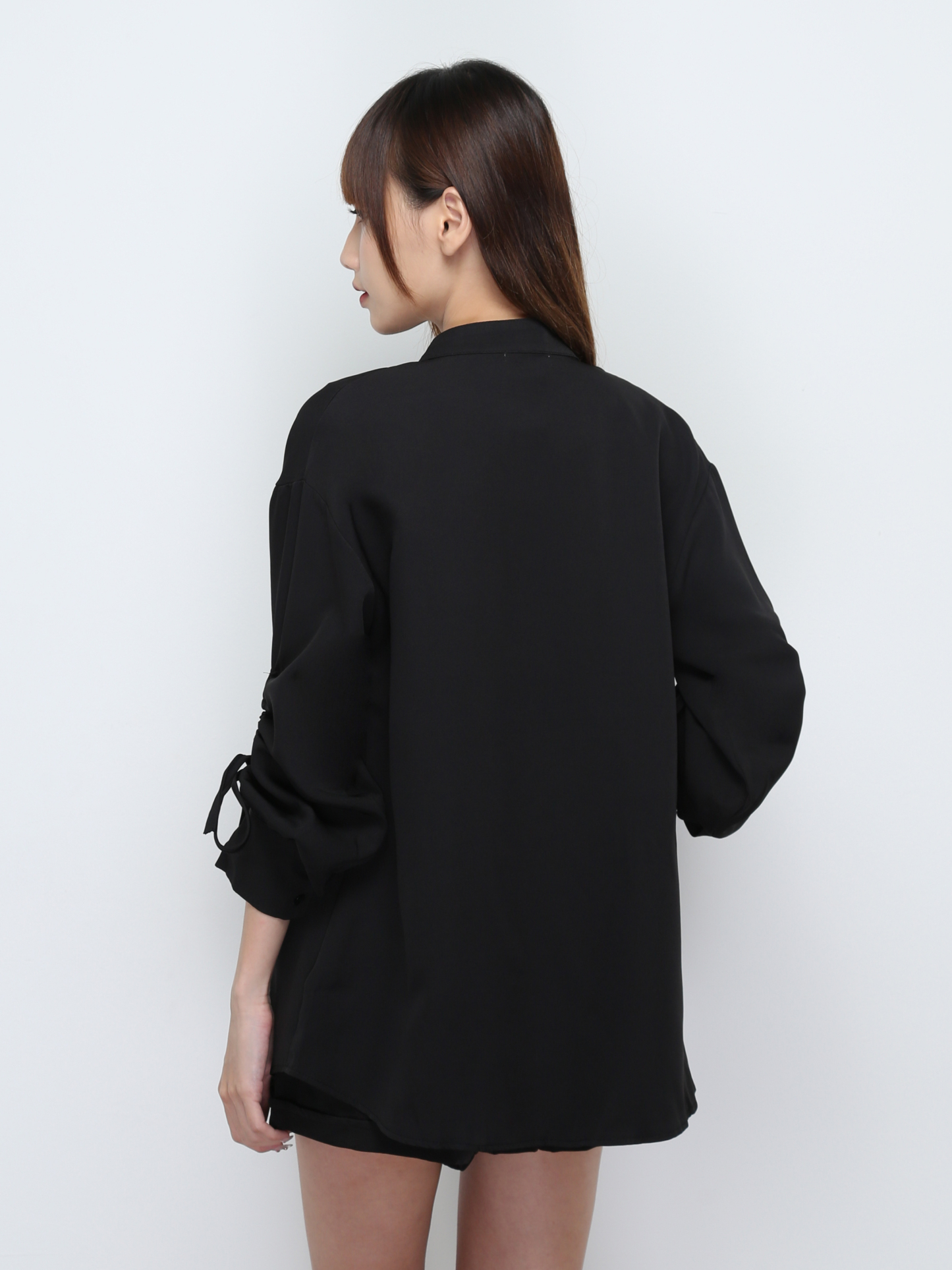 Sleeve Drawstring Top With Short Pants Set 32587