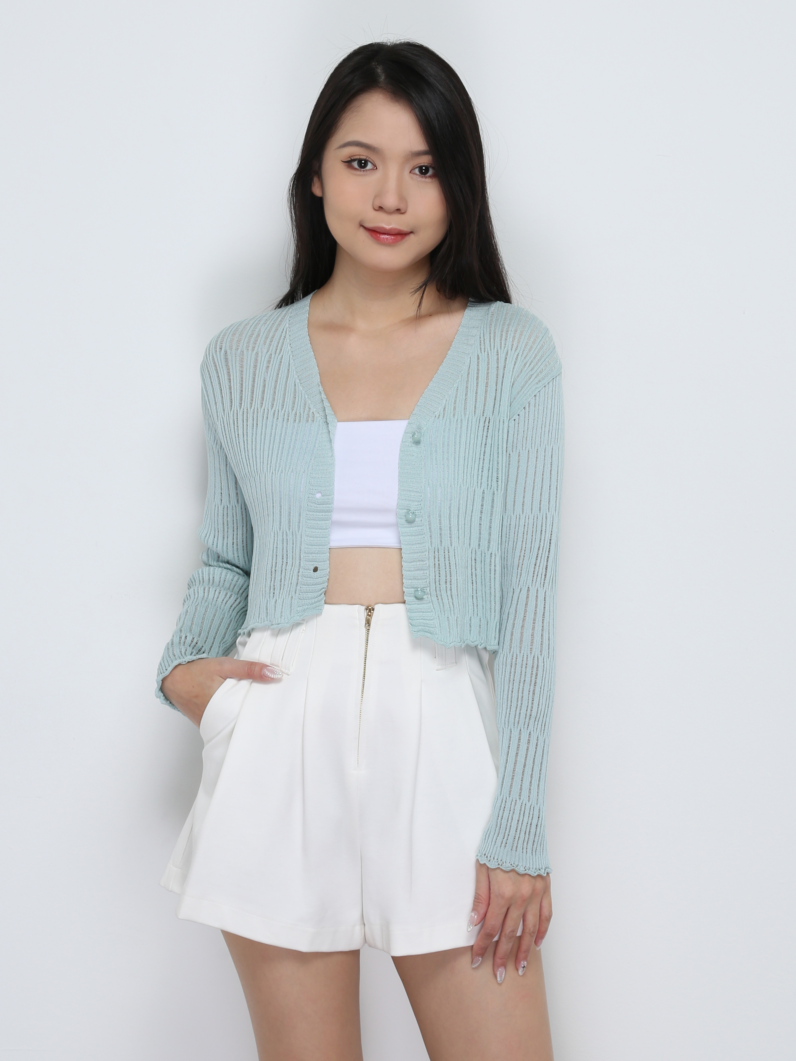 Knitted Front Button Top 32748