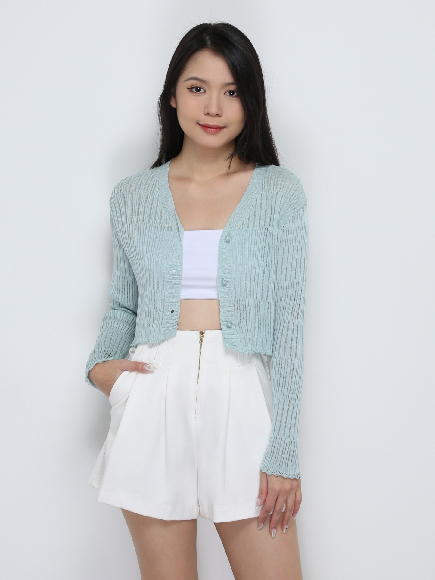 Knitted Front Button Top 32748