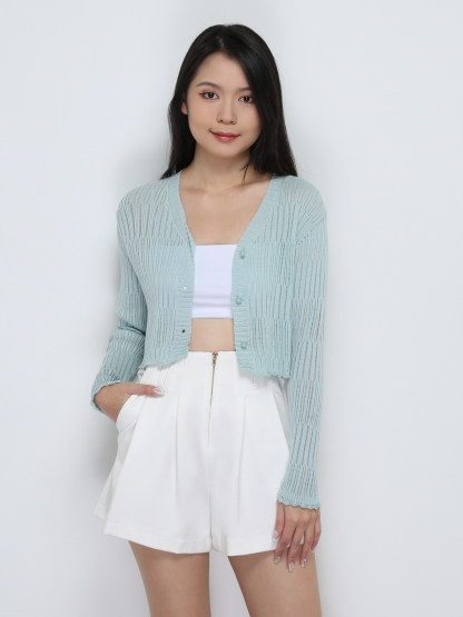 Knitted Front Button Top 32748