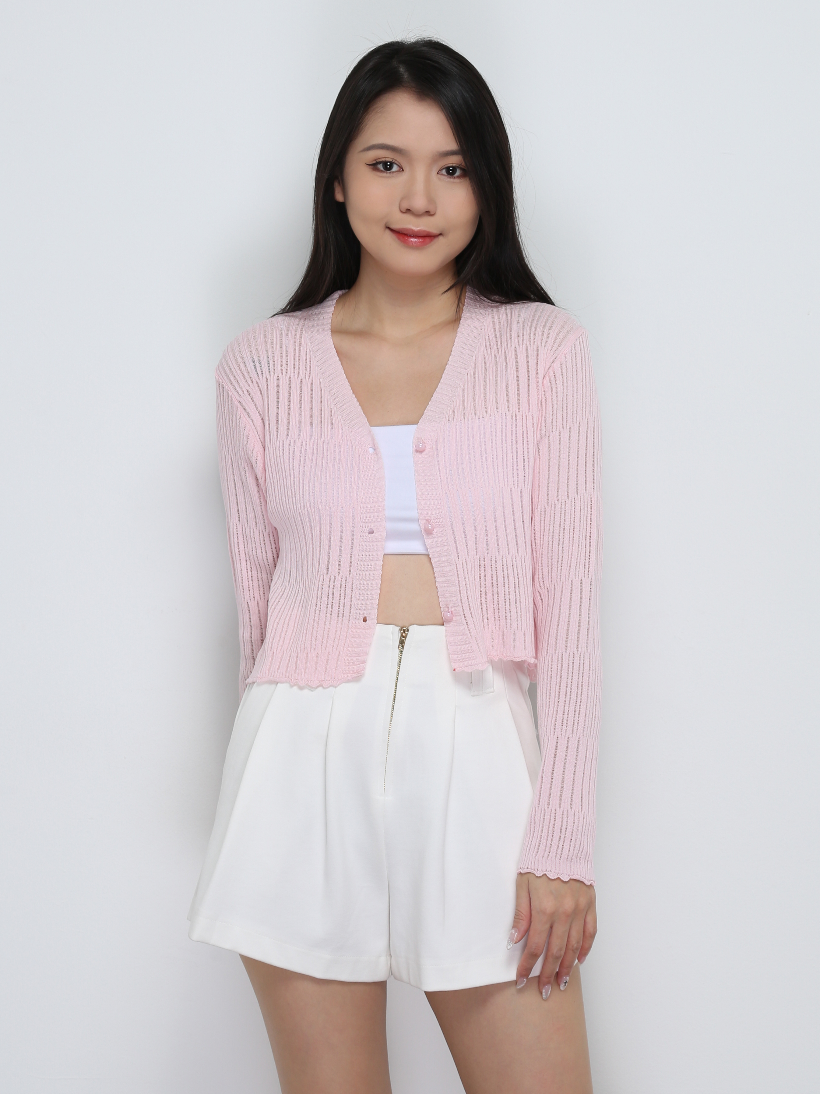 Knitted Front Button Top 32748