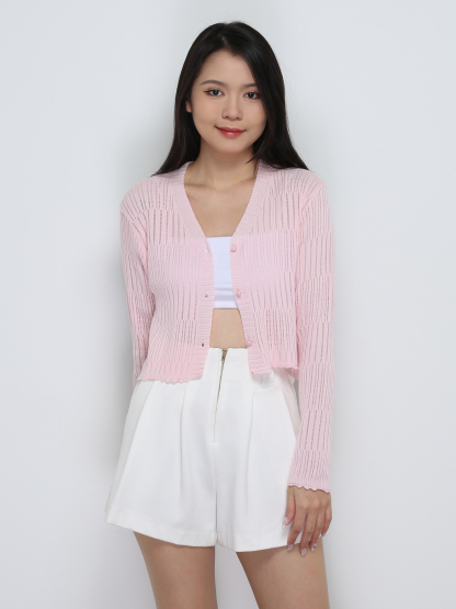 Knitted Front Button Top 32748