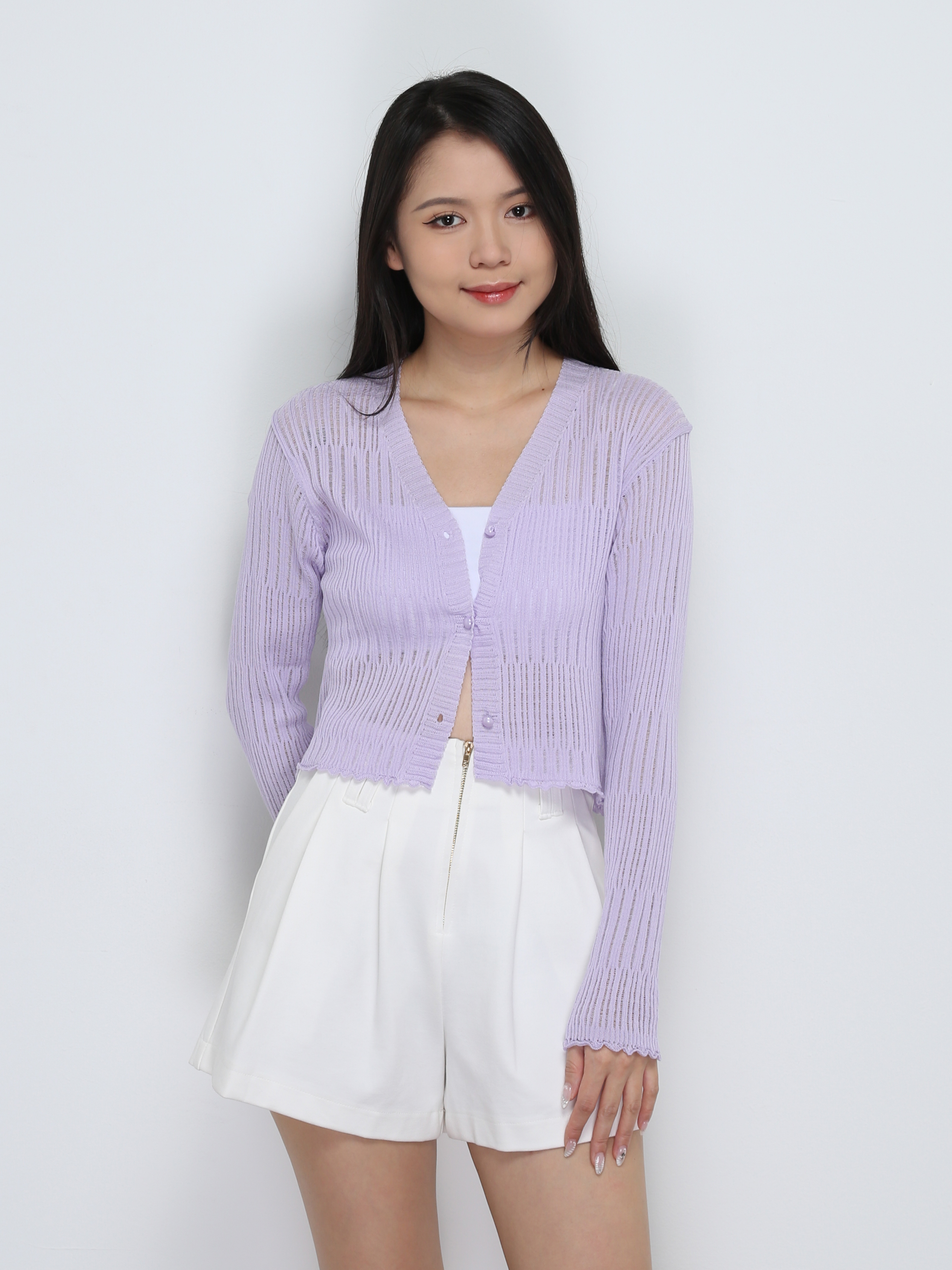 Knitted Front Button Top 32748