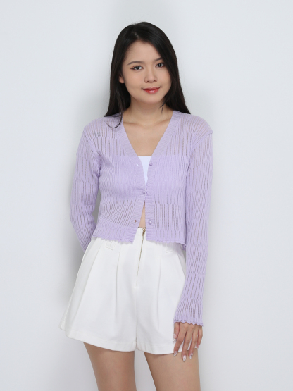 Knitted Front Button Top 32748