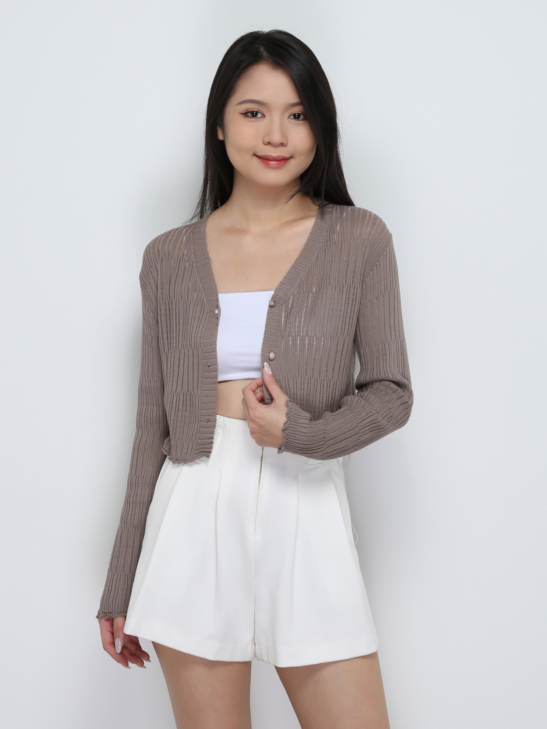 Knitted Front Button Top 32748