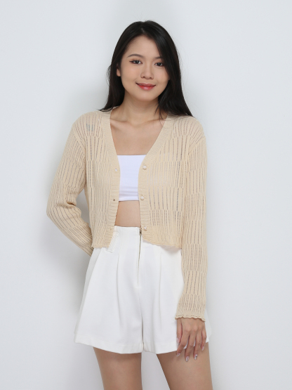 Knitted Front Button Top 32748