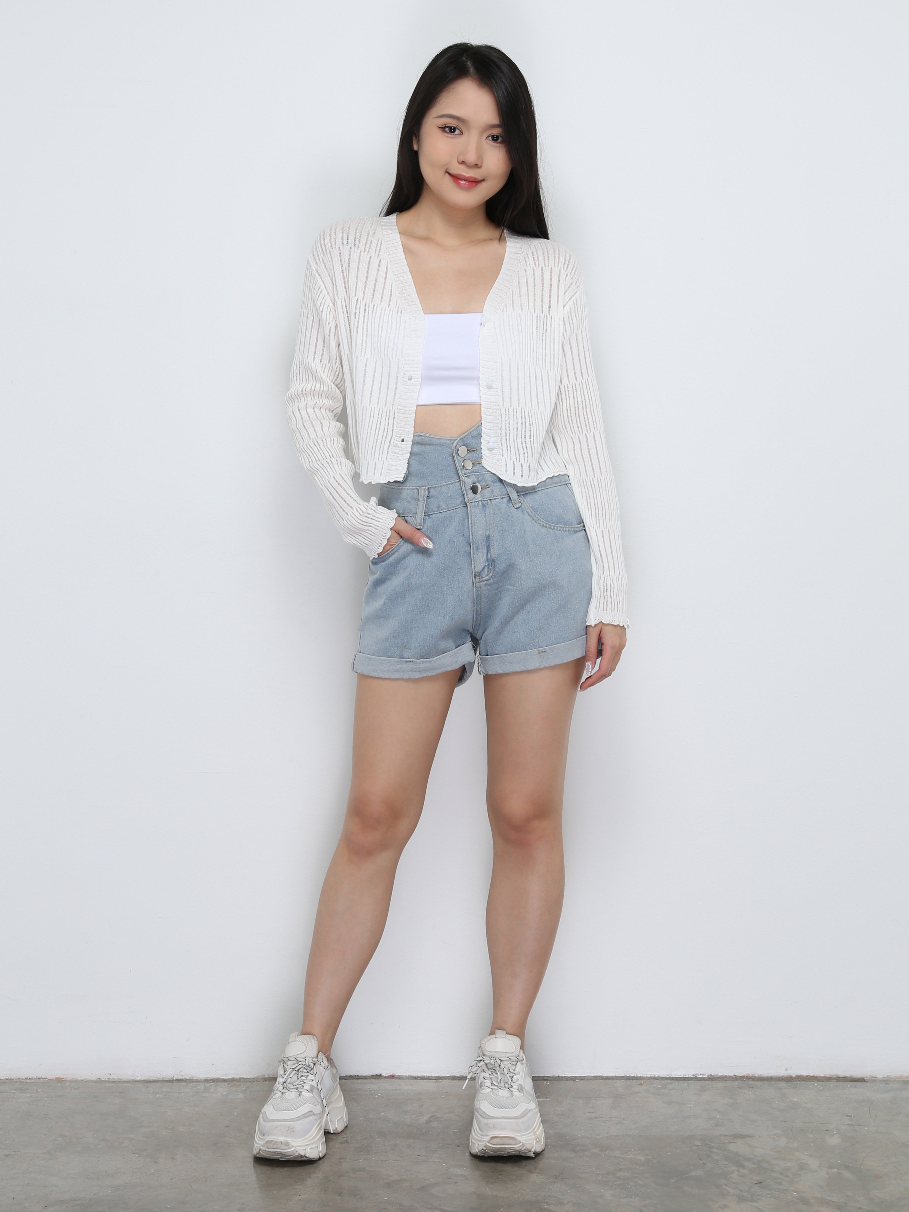 Knitted Front Button Top 32748