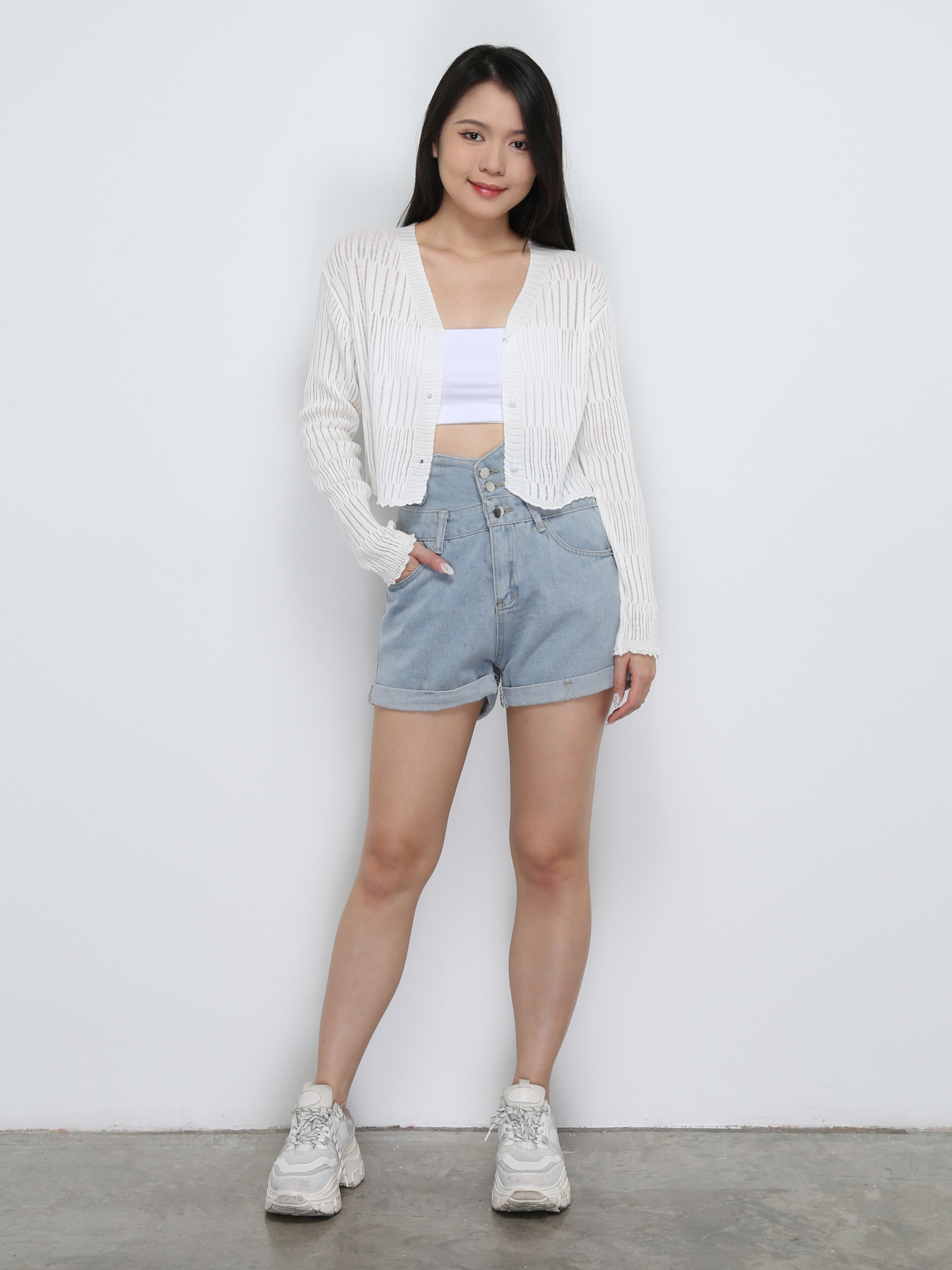 Knitted Front Button Top 32748