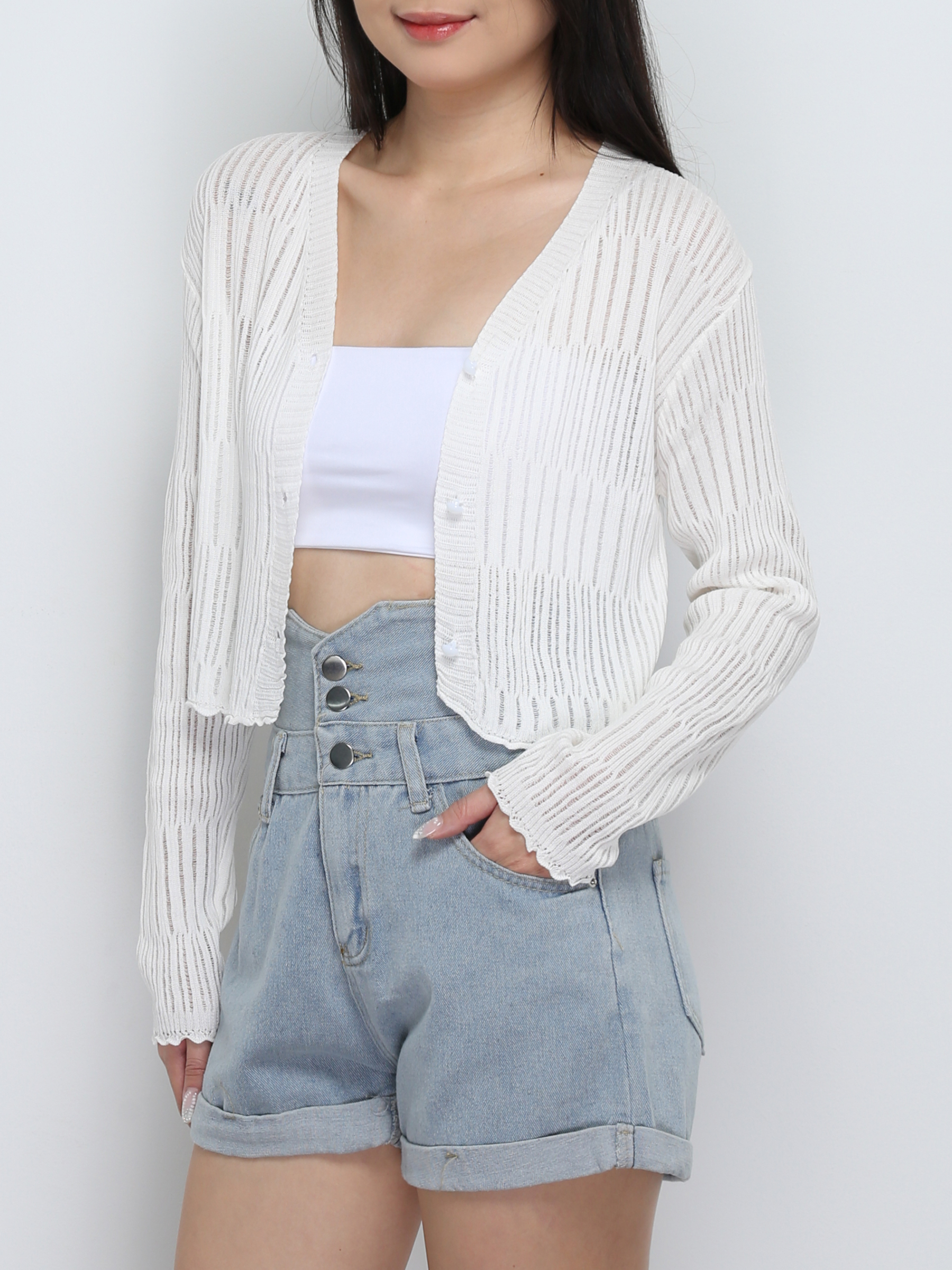 Knitted Front Button Top 32748