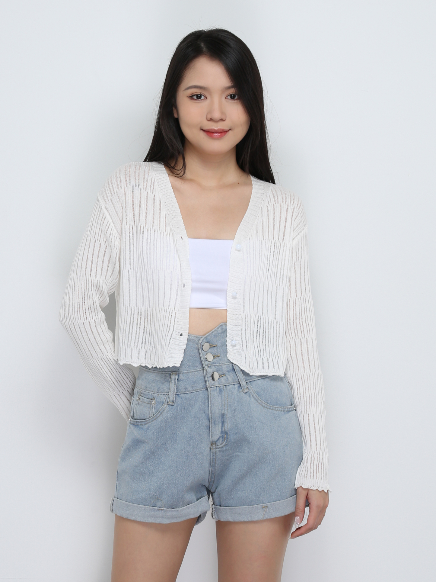 Knitted Front Button Top 32748