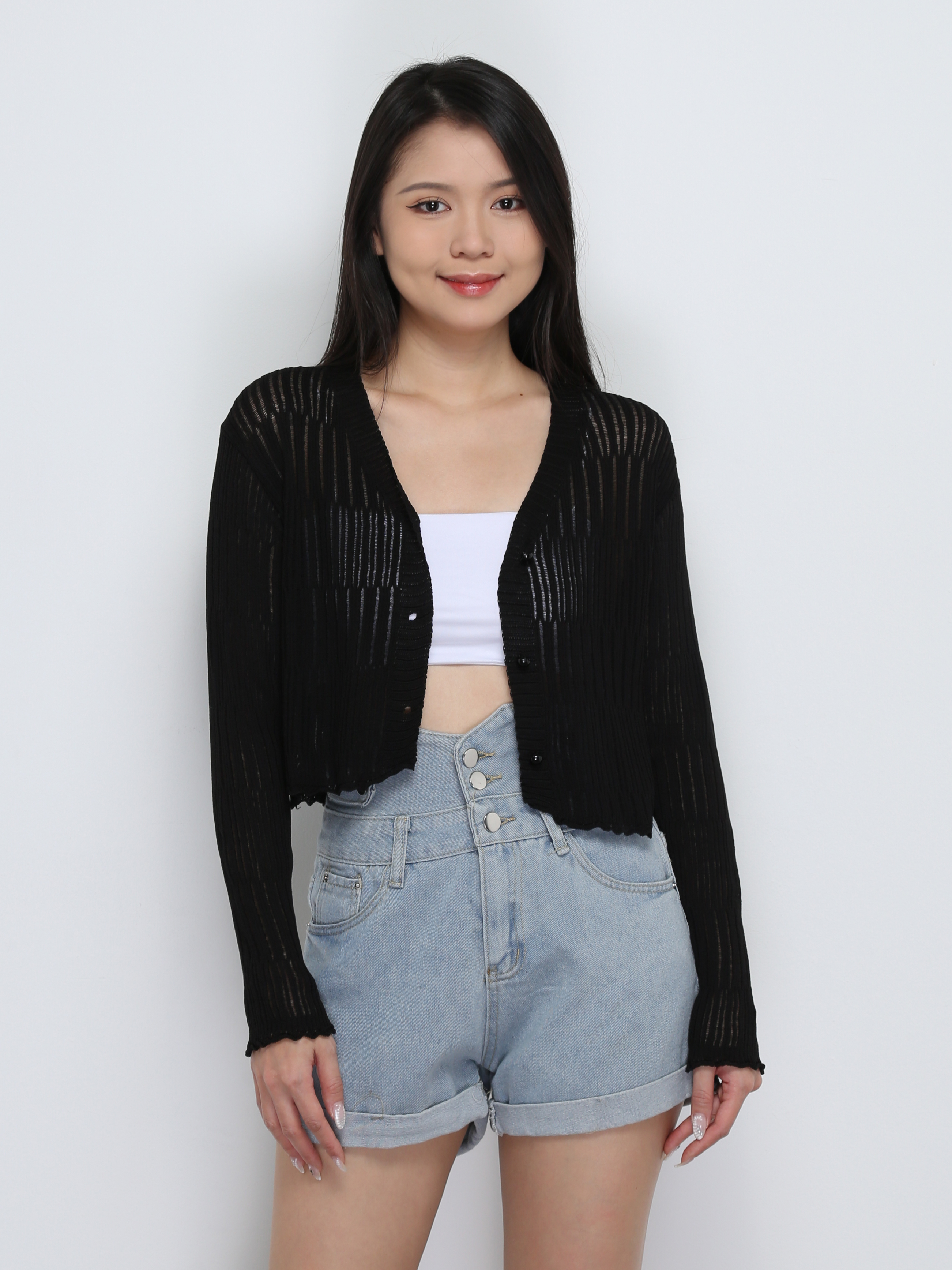 Knitted Front Button Top 32748