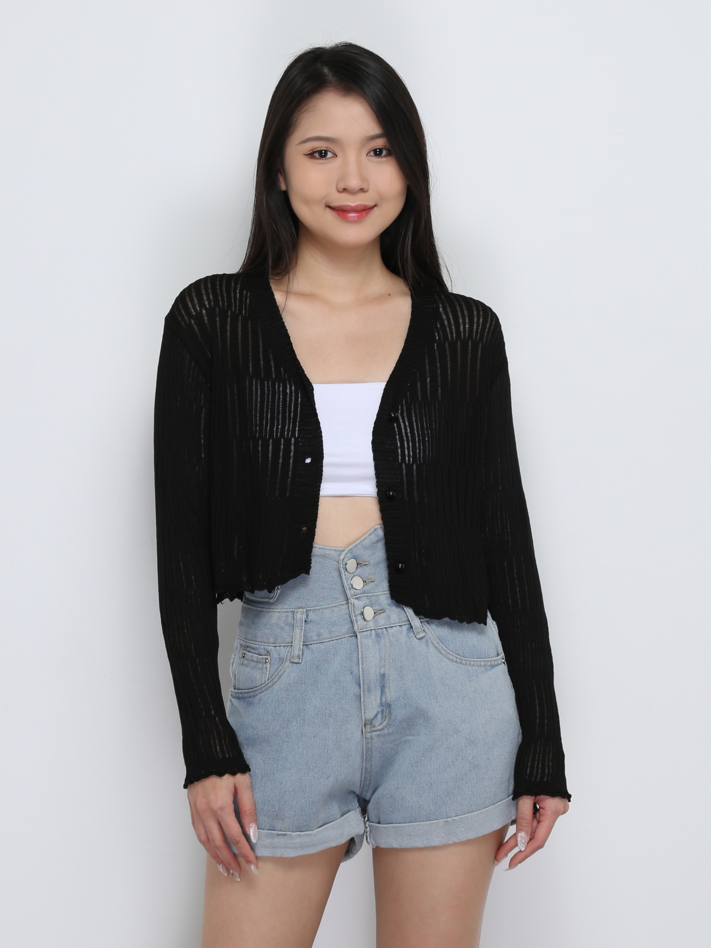 Knitted Front Button Top 32748