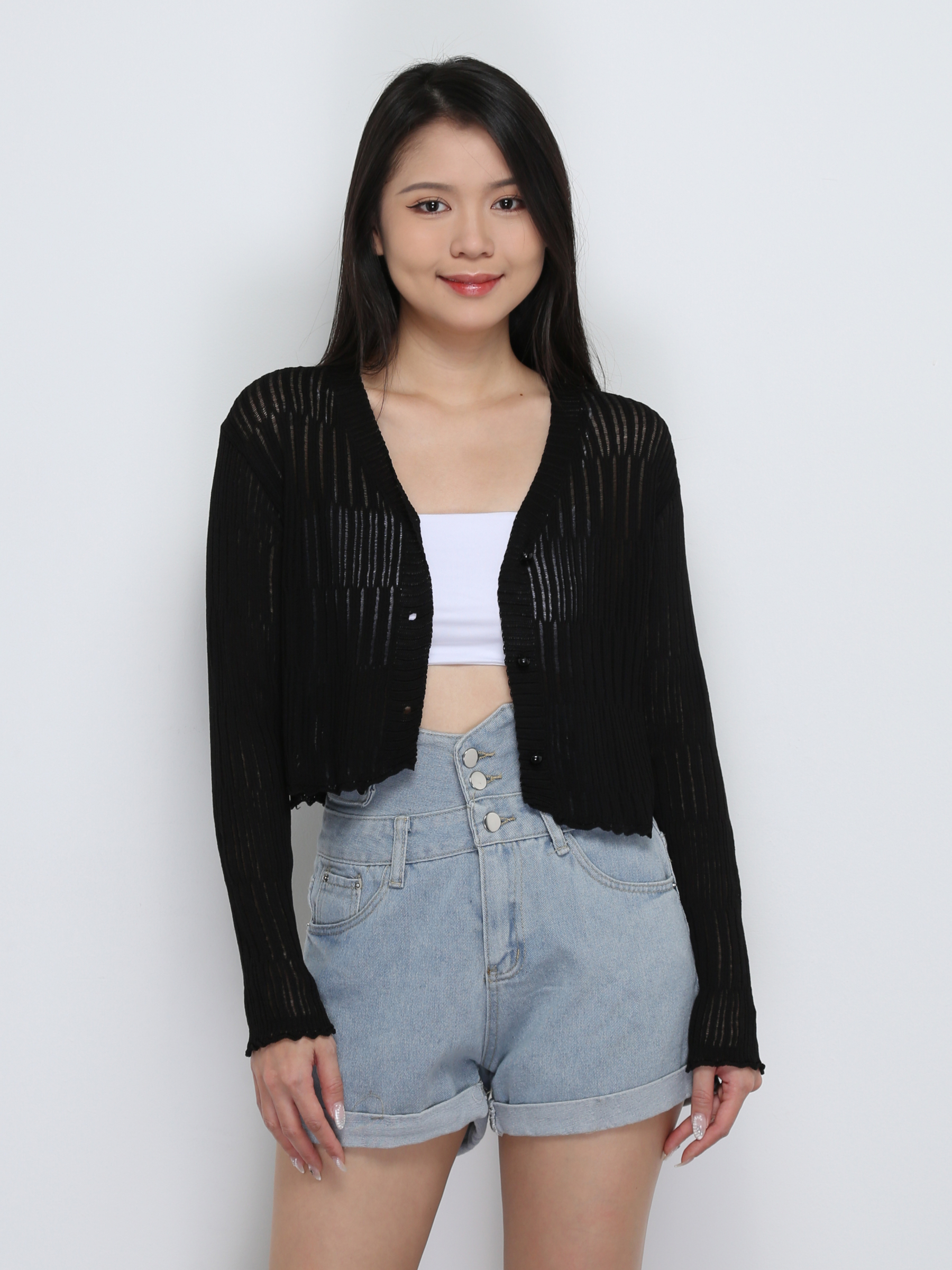 Knitted Front Button Top 32748