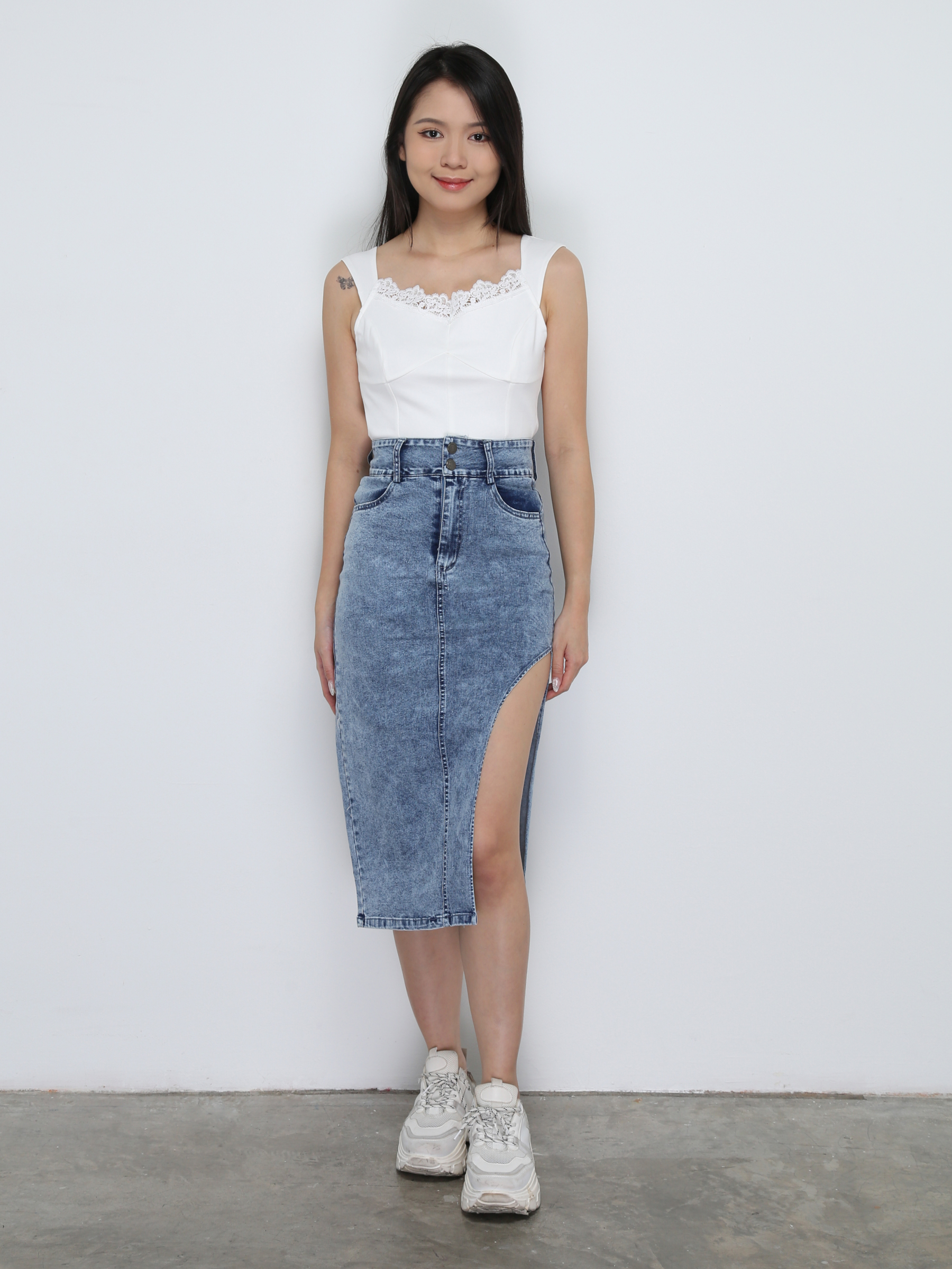 Denim With Split Skirt 32755