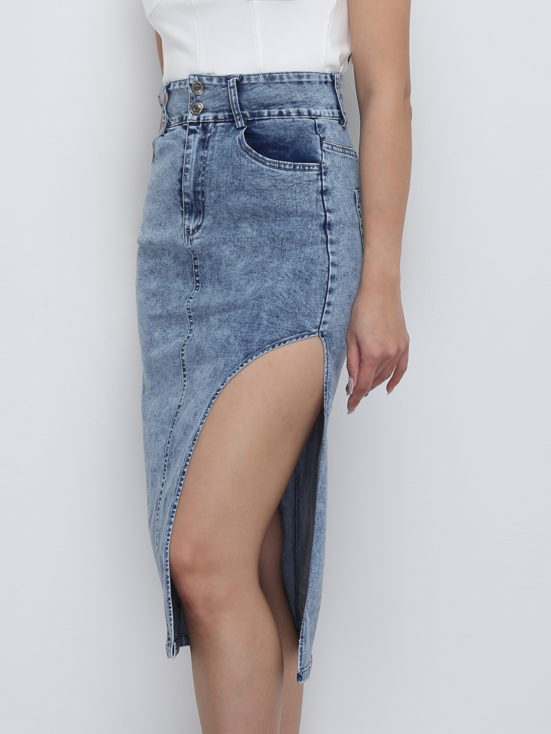 Denim With Split Skirt 32755