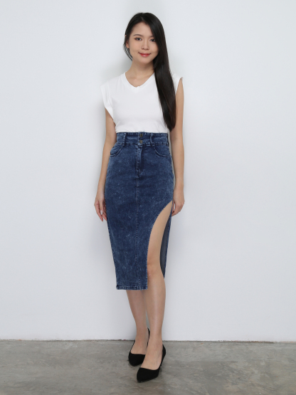 Denim With Split Skirt 32755