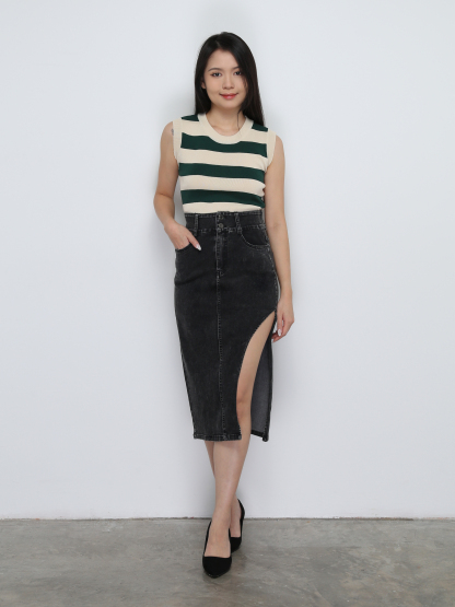 Denim With Split Skirt 32755